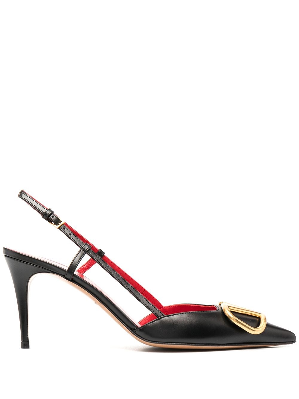Valentino Garavani Vlogo Signature Leather Slingback Pumps In Black