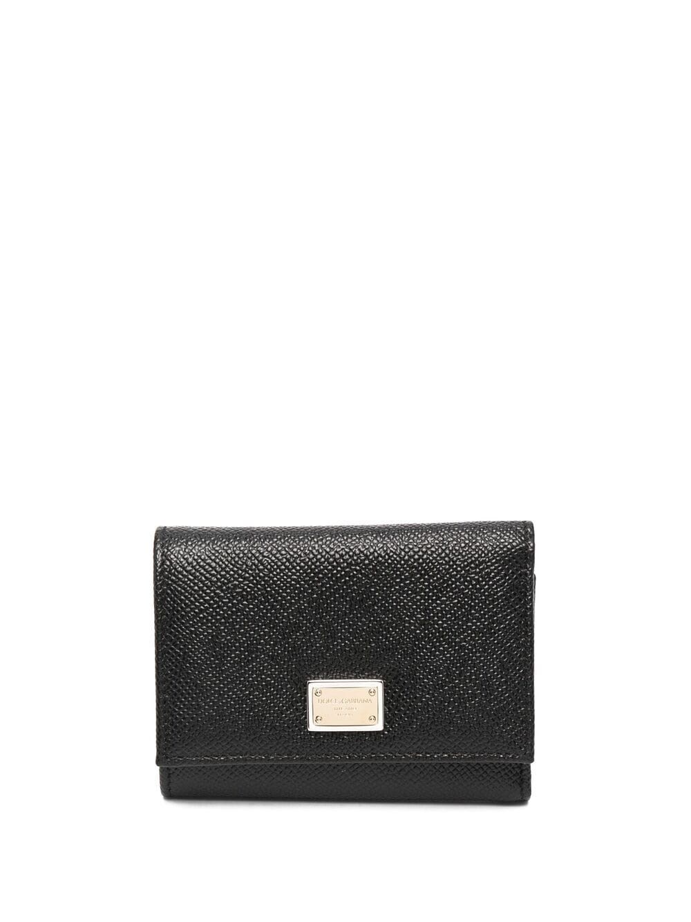 Dolce & Gabbana Leather Flap French Wallet In Black