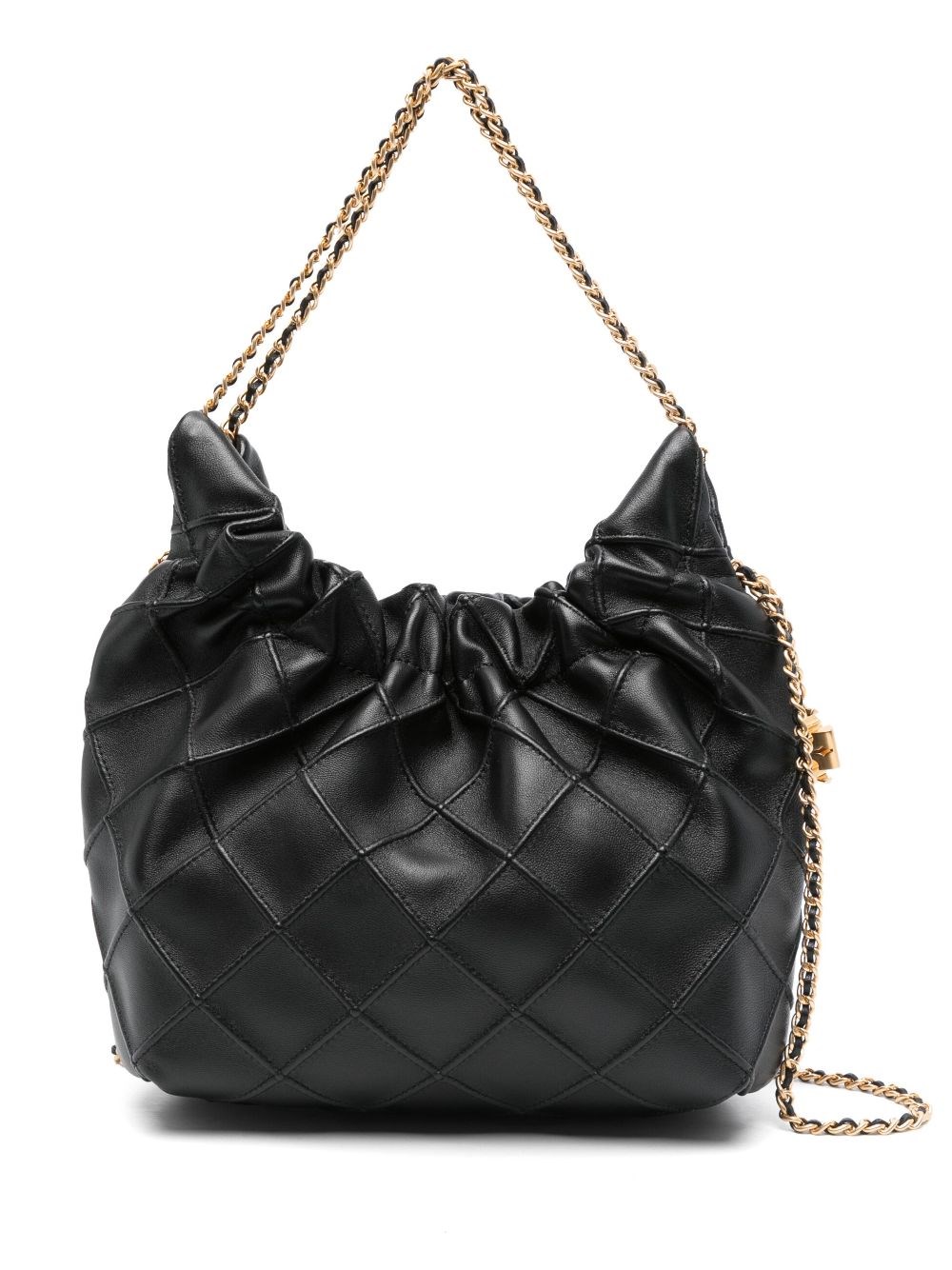 Tory Burch Fleming Mini Leather Hobo Bag In Black