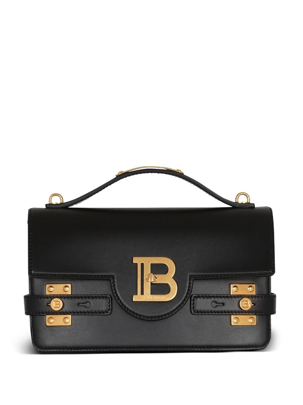 Balmain B-buzz 24 Leather Shoulder Bag In Black
