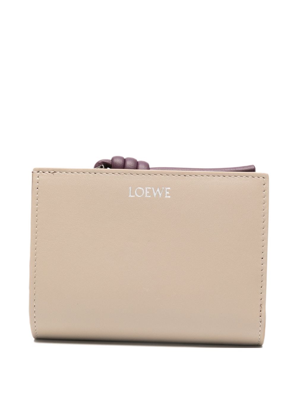 Loewe Knot Leather Compact Wallet In Neutral