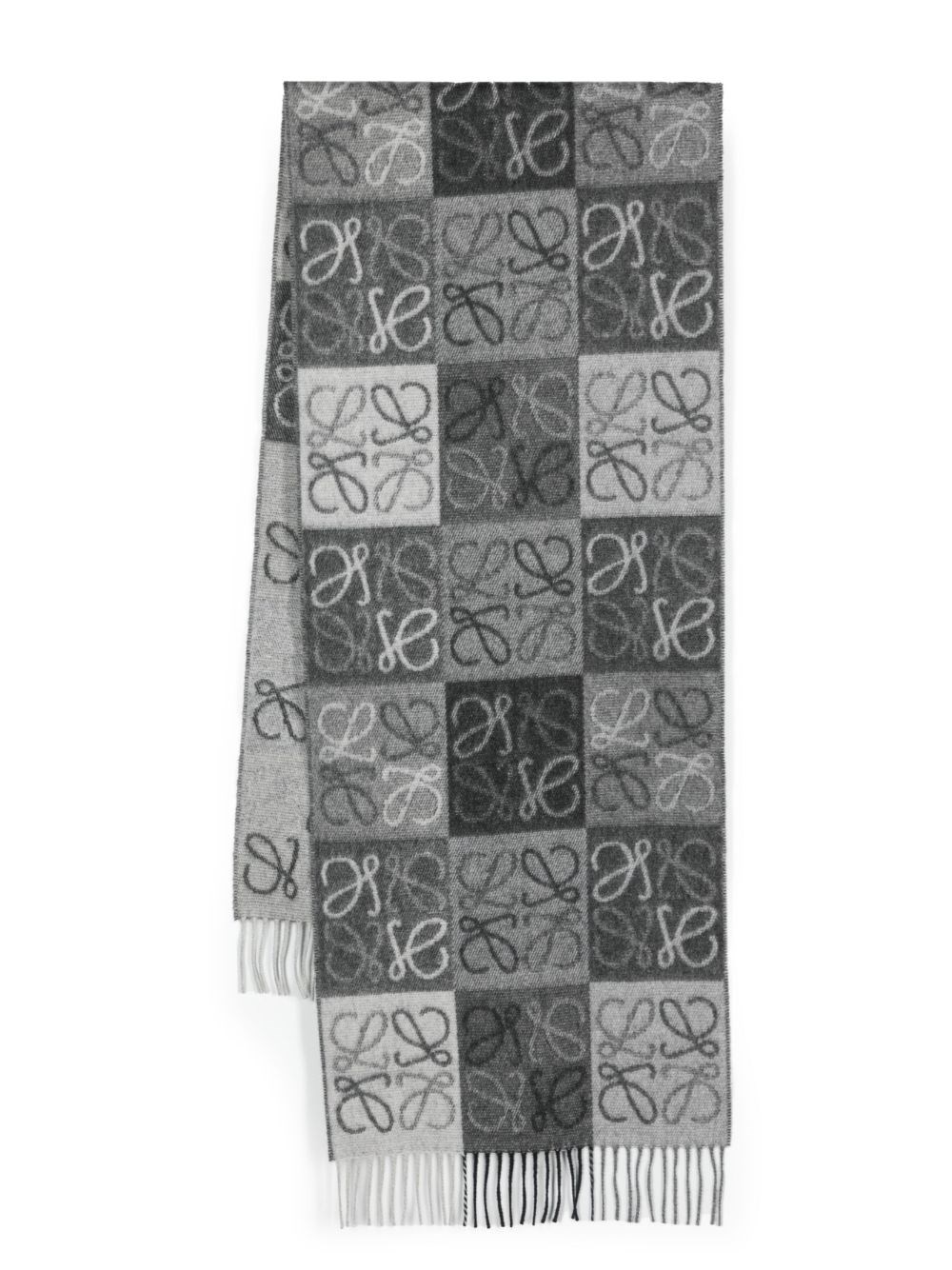 Loewe Anagram Wool And Cashmere Scarf In Black