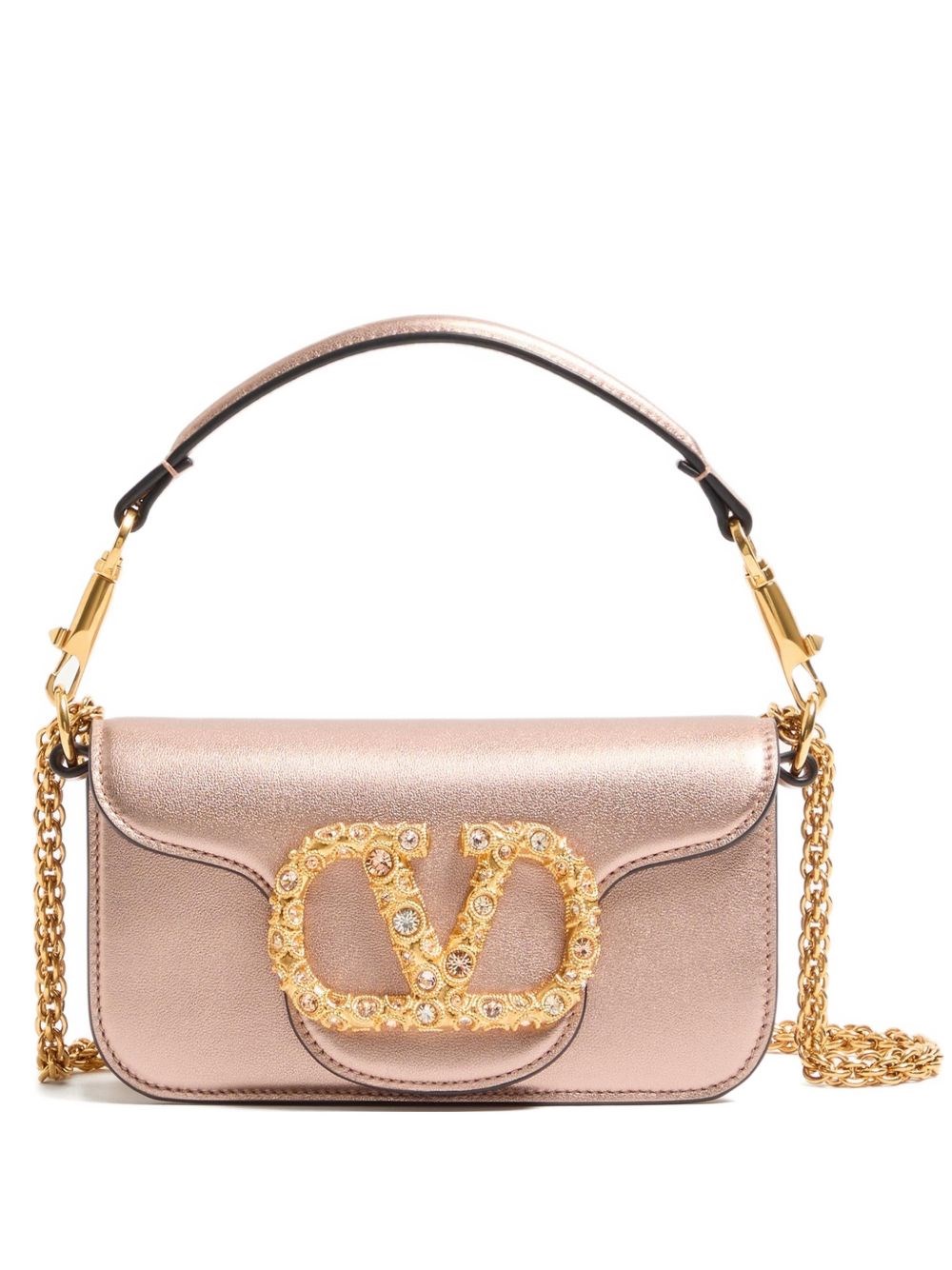 Valentino Garavani Locò Small Leather Shoulder Bag In Pink
