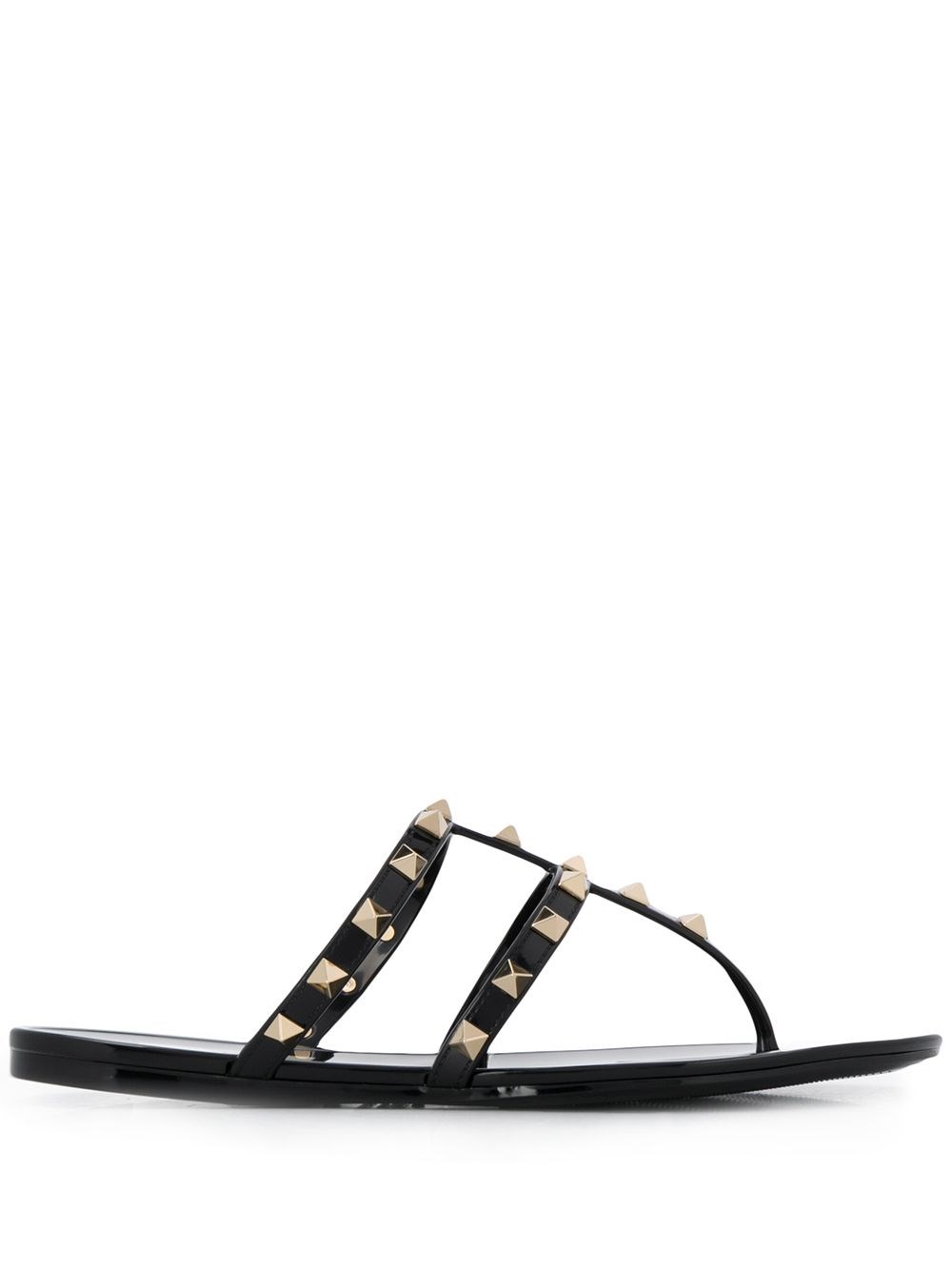 Valentino Garavani Summer Rockstud Thong Sandals In Black