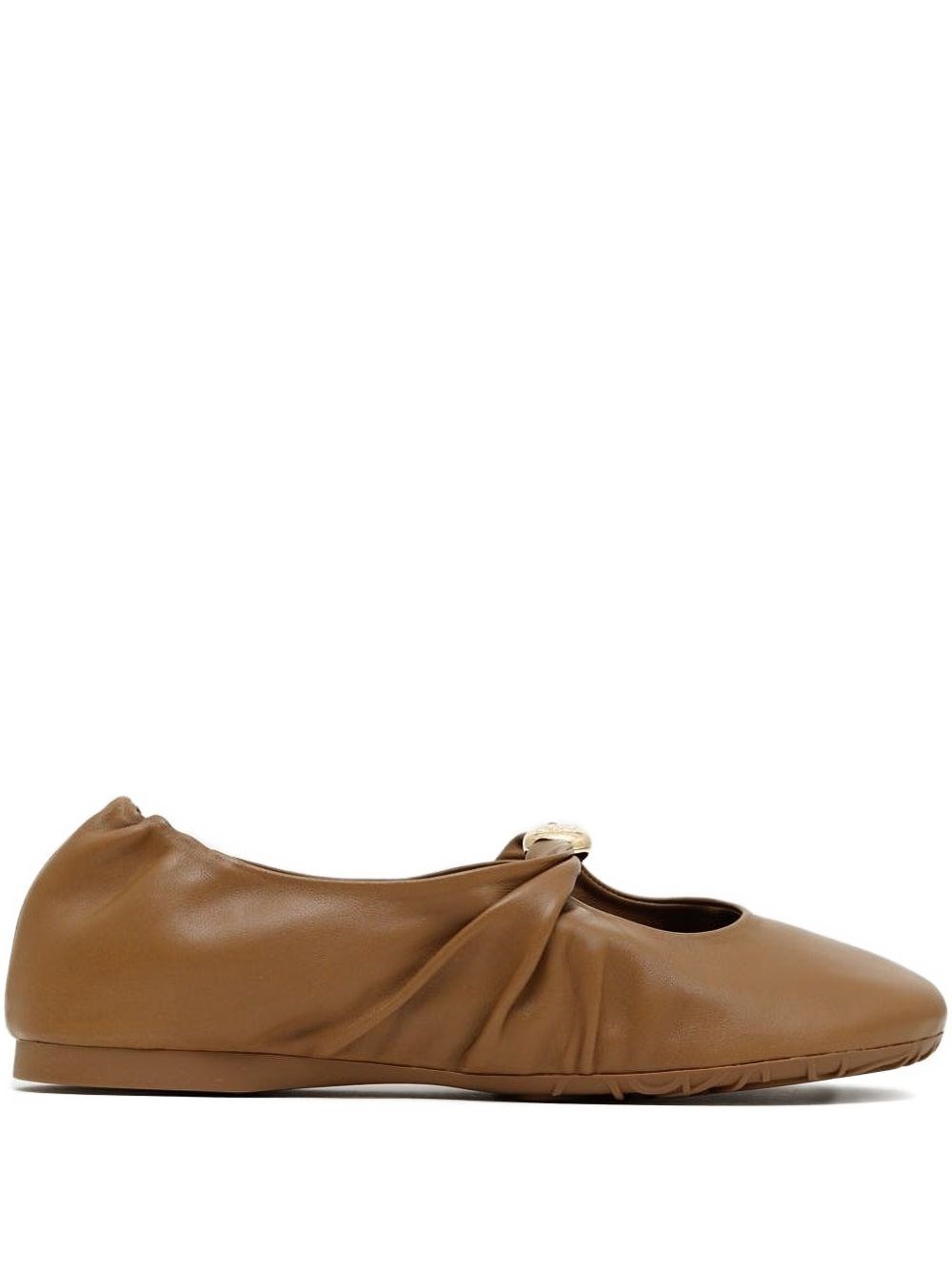 Loewe 'pebble' Nappa Leather Ballet Flats In Brown