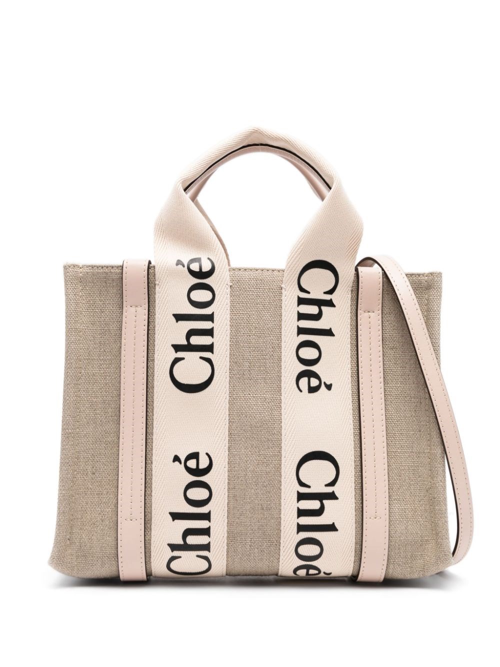 Chloé Woody Small Canvas Tote In Neutral
