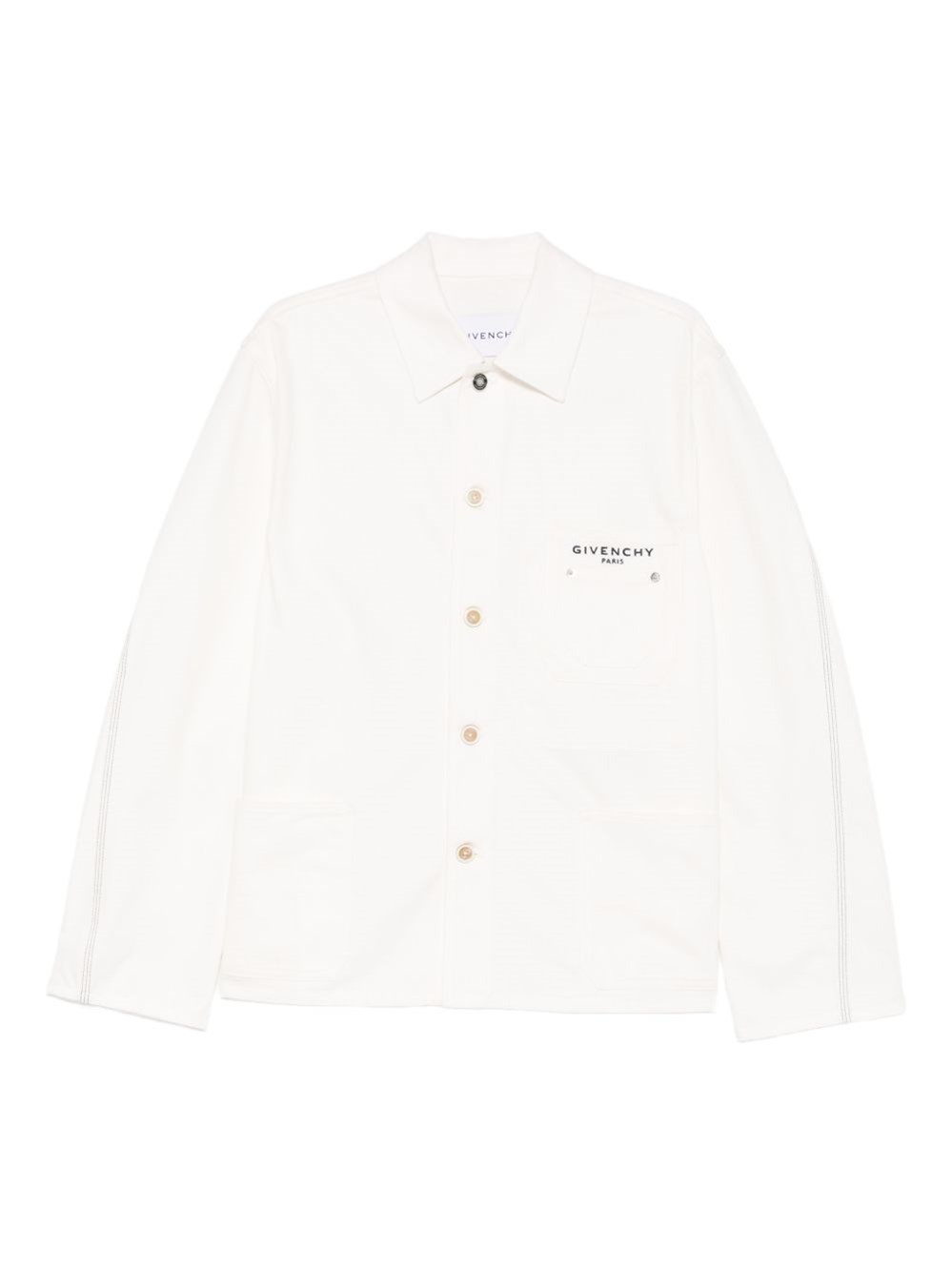 Givenchy Long Sleeve Denim Cotton Jacket With Pocket In White
