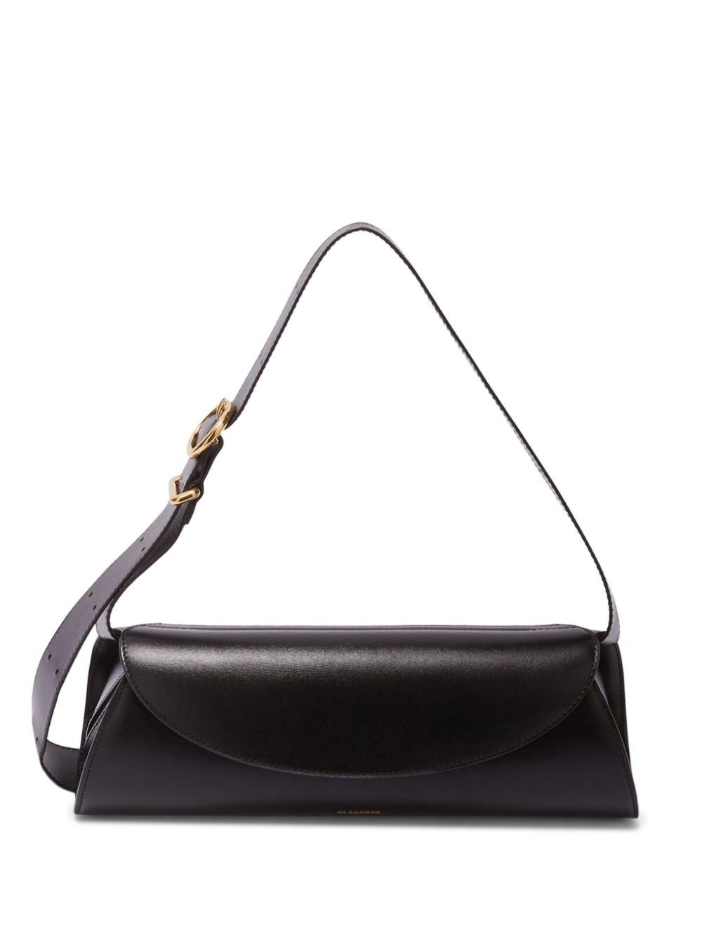 Jil Sander Cannolo Small Leather Shoulder Bag In Black