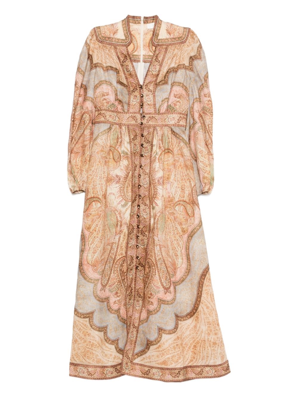 Zimmermann Wanderlust Linen Midi Dress In Sand
