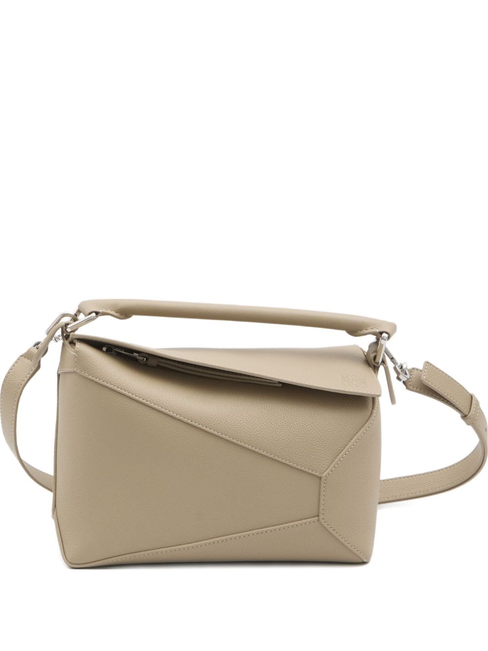Loewe Puzzle Edge Small Leather Handbag In White