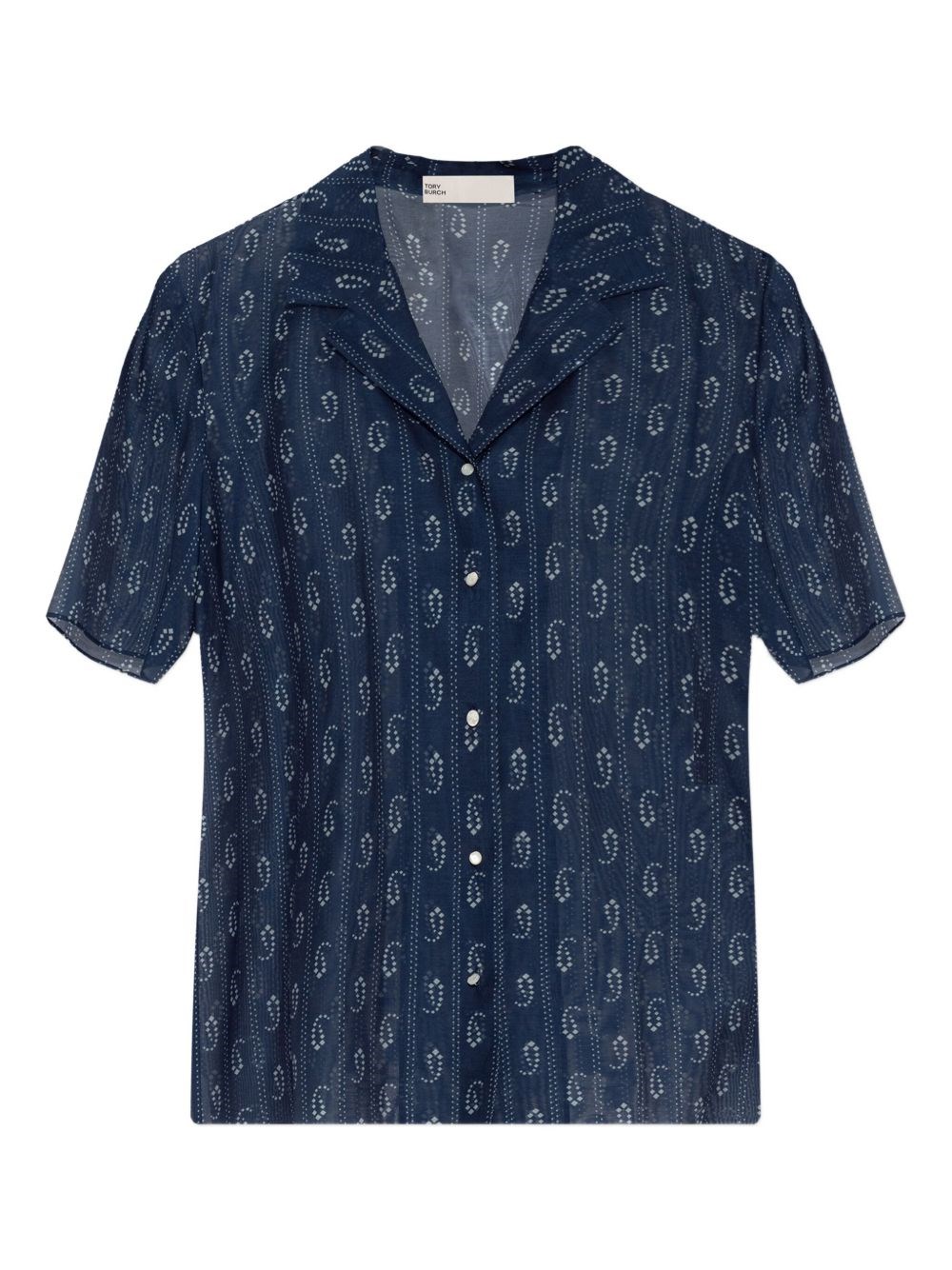Tory Burch Cotton And Silk Blend Shirt In Blue