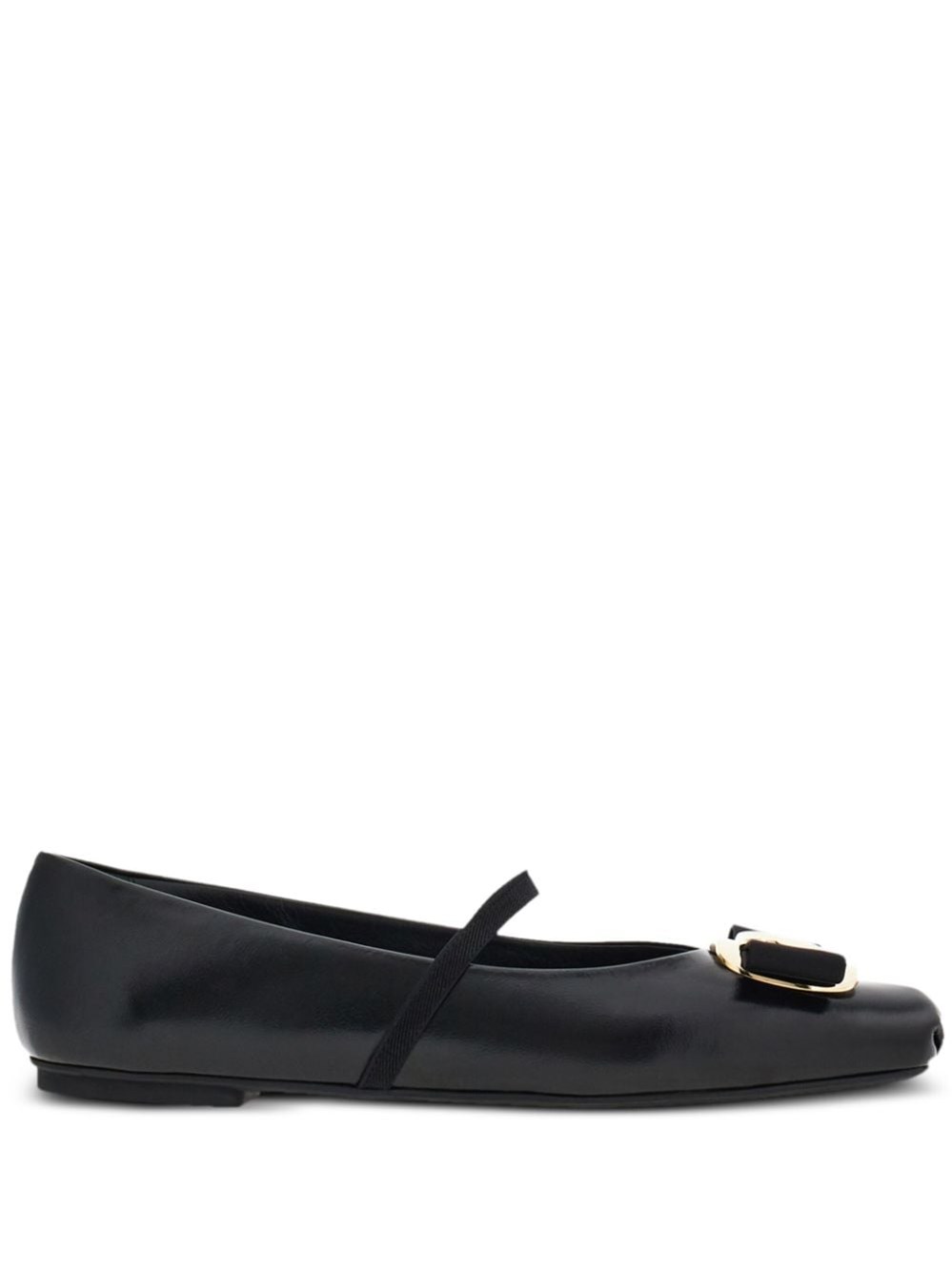 Ferragamo Vara Leather Ballets In Black