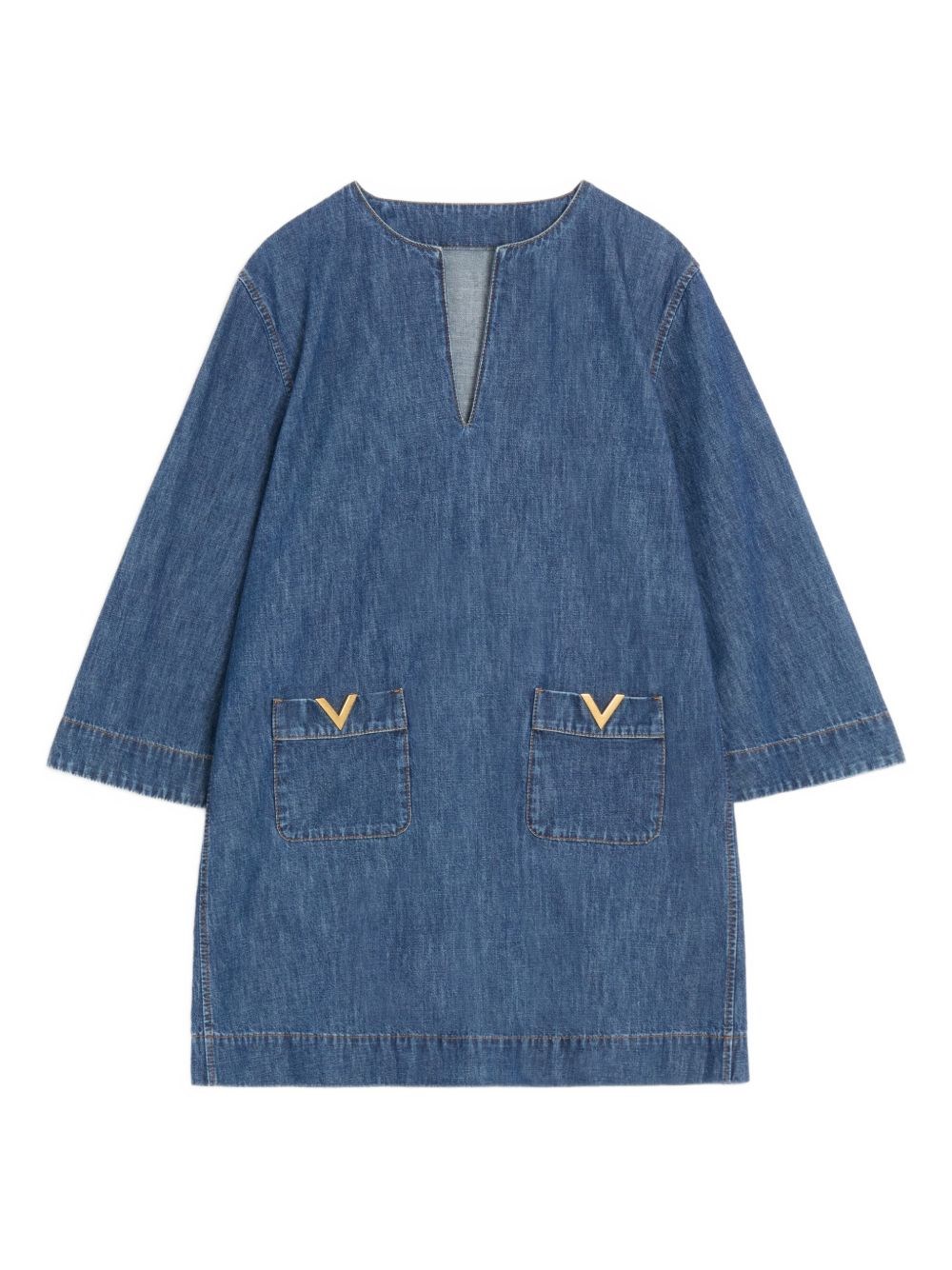 Valentino Vlogo Signature Denim Short Dress In Blue