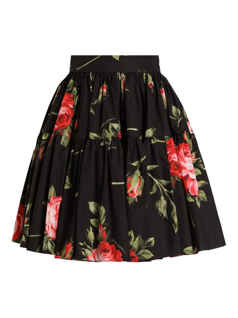 Dolce & Gabbana Roses Bouquet Print Cotton Skirt