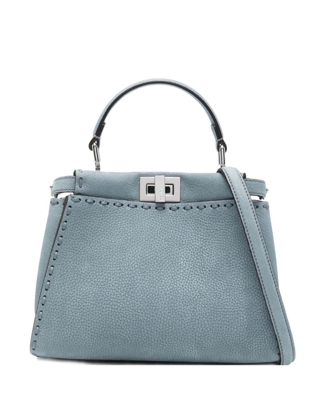 Fendi Peekaboo Mini Leather Handbag In Gray