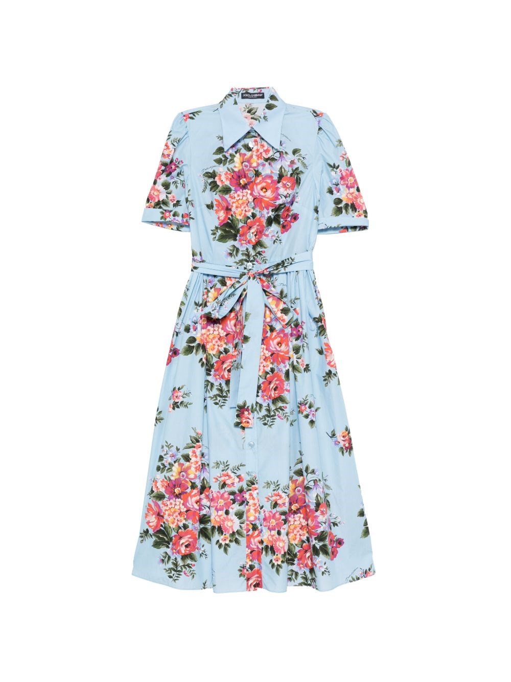 Dolce & Gabbana Flower Print Midi Dress In Blue