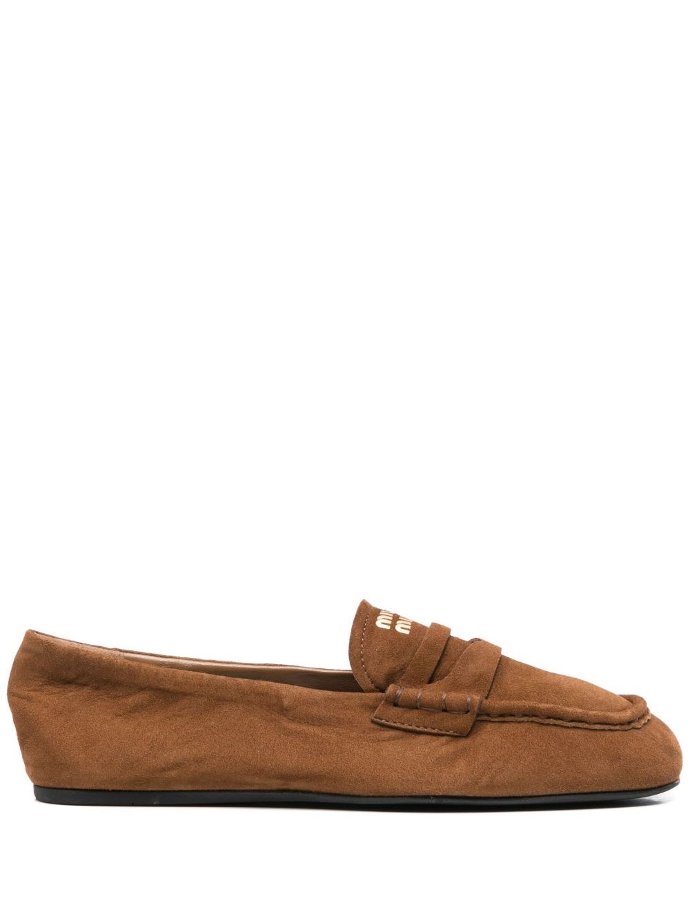 Miu Miu Ruches Suede Leather Loafers