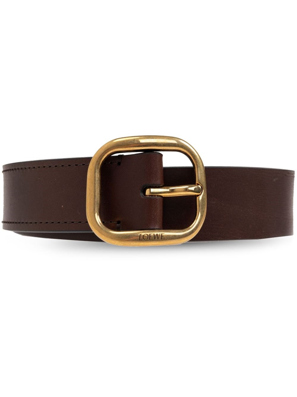 Loewe Rounded Leather Belt In Red