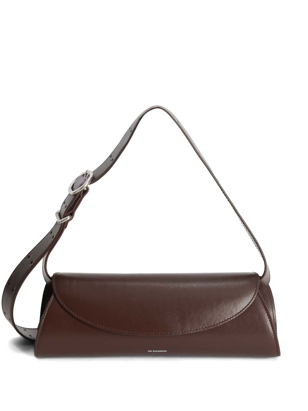 Jil Sander Cannolo Small Leather Trapeze Shoulder Bag In Brown