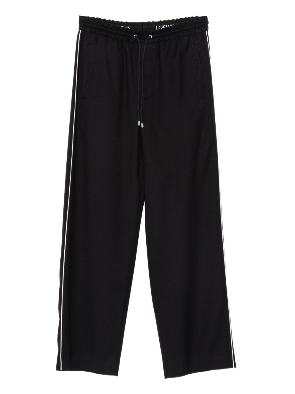 Loewe Men Wool Drawstring Trousers In Black