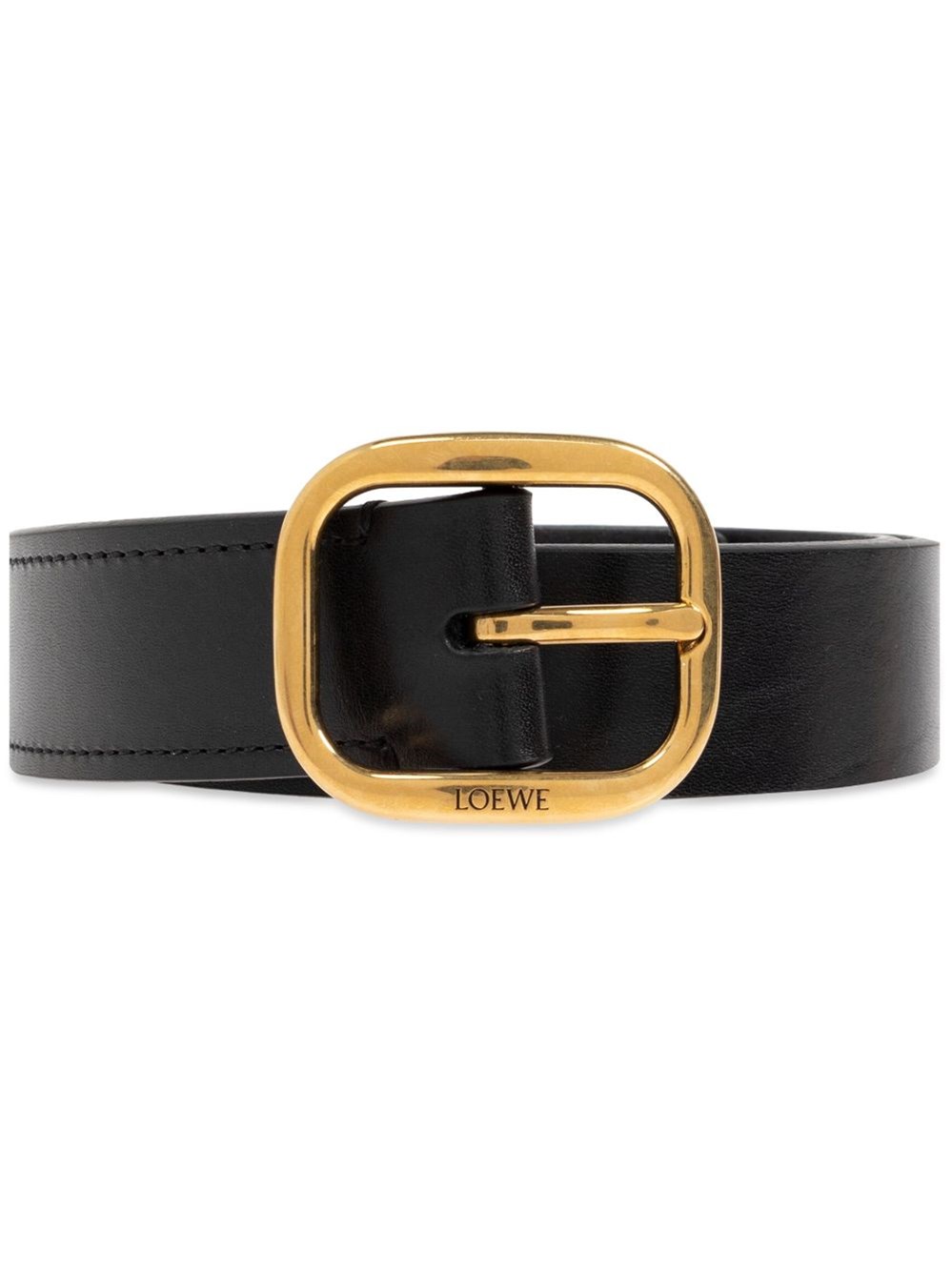 Loewe Rounded Leather Belt In Black