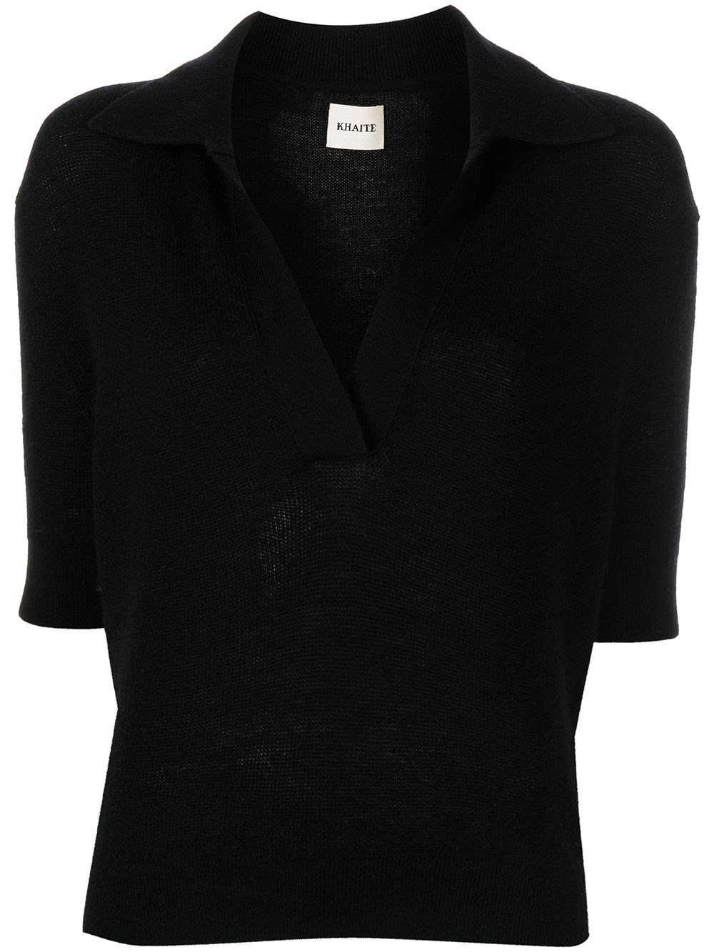 Khaite Shrunken Cashmere Polo Shirt In Black