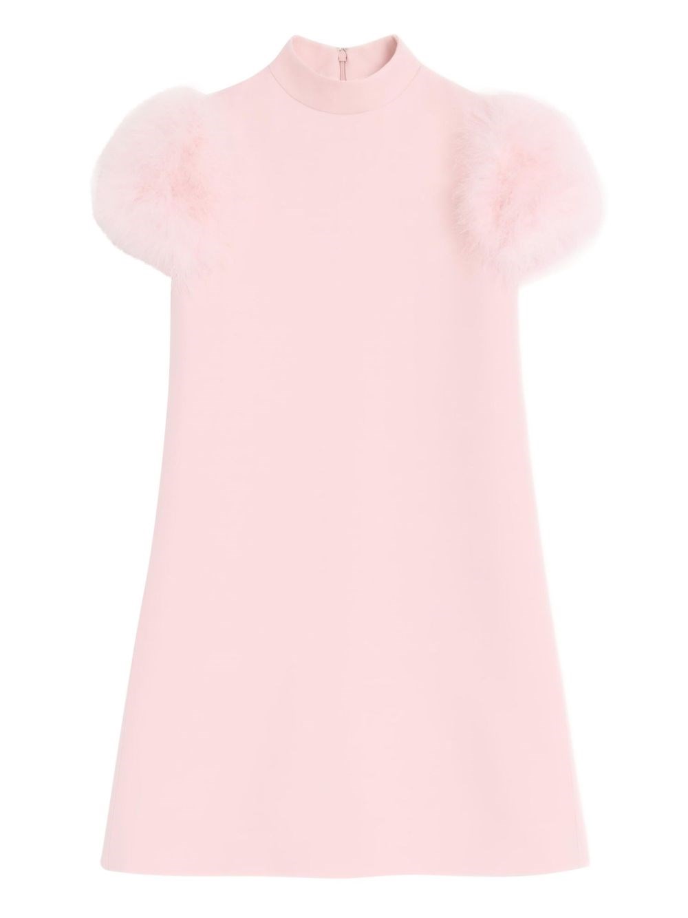Valentino Feathered Wool And Silk Dress In Pink