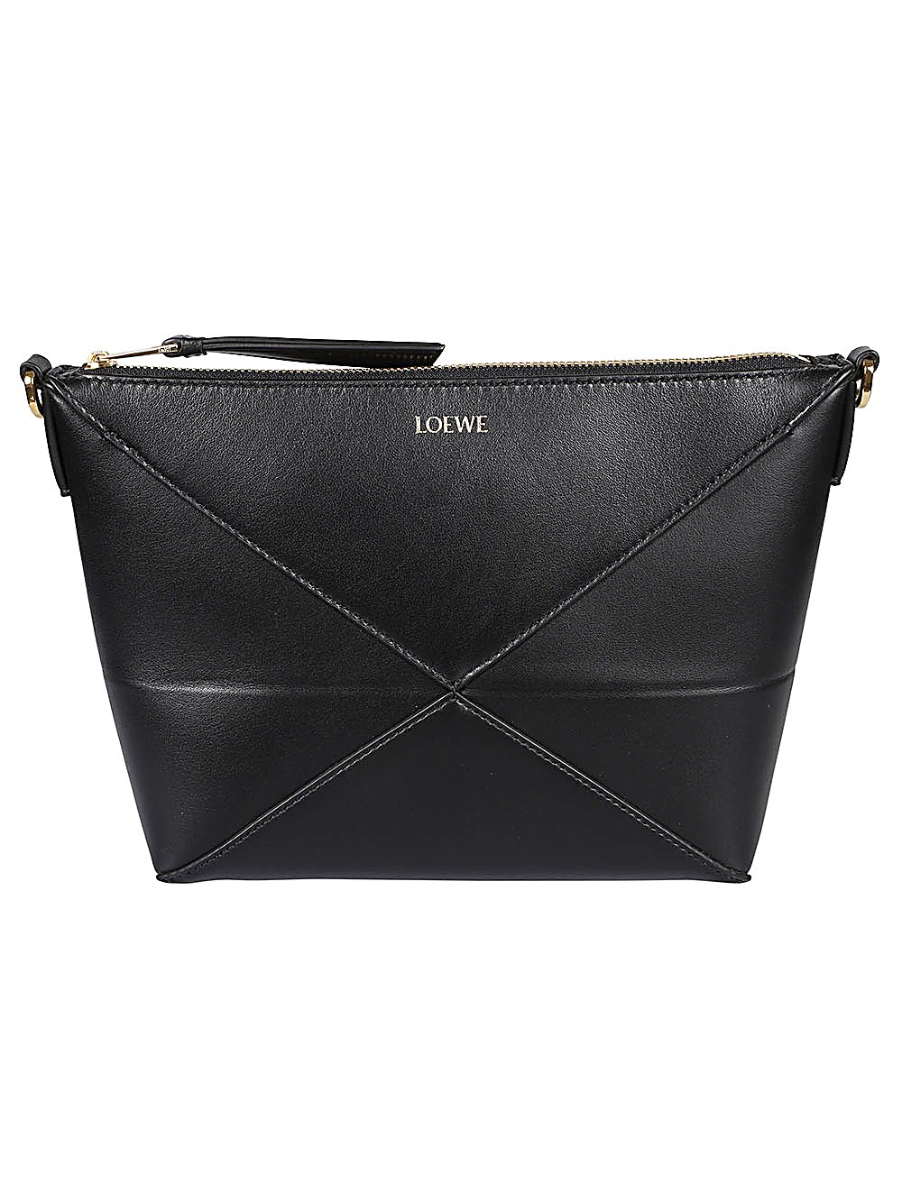 Loewe Puzzle Fold Leather Pouch In Black