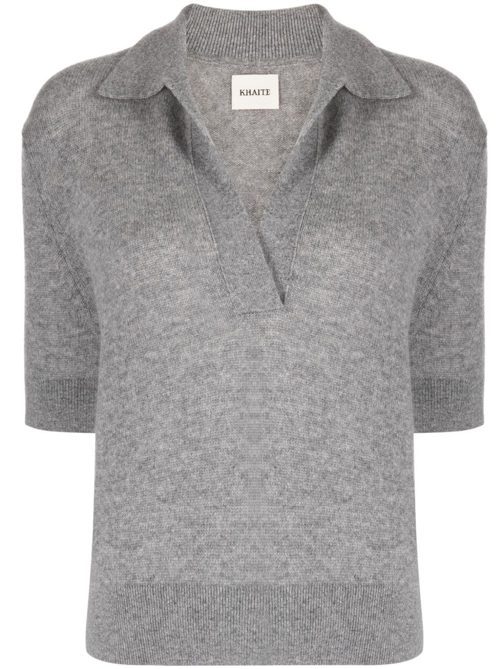 Khaite Shrunken Cashmere Polo Shirt In Gray