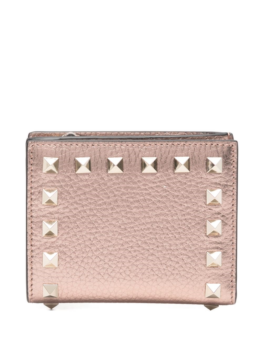 Valentino Garavani Rockstud Leather Flap Wallet In Pink