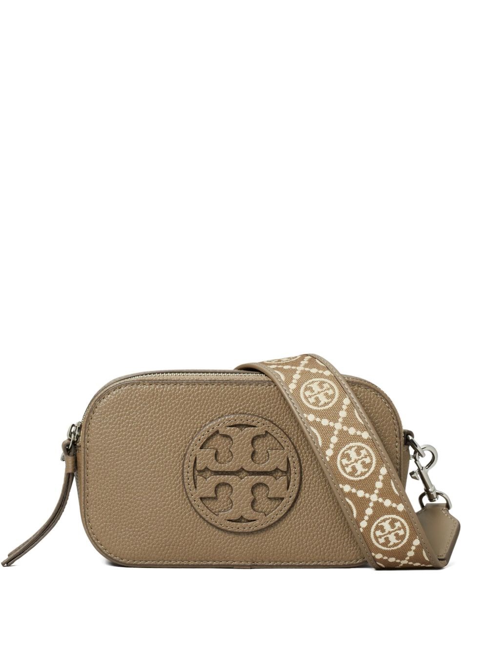 Tory Burch Miller Mini Leather Crossbody Bag In Gray