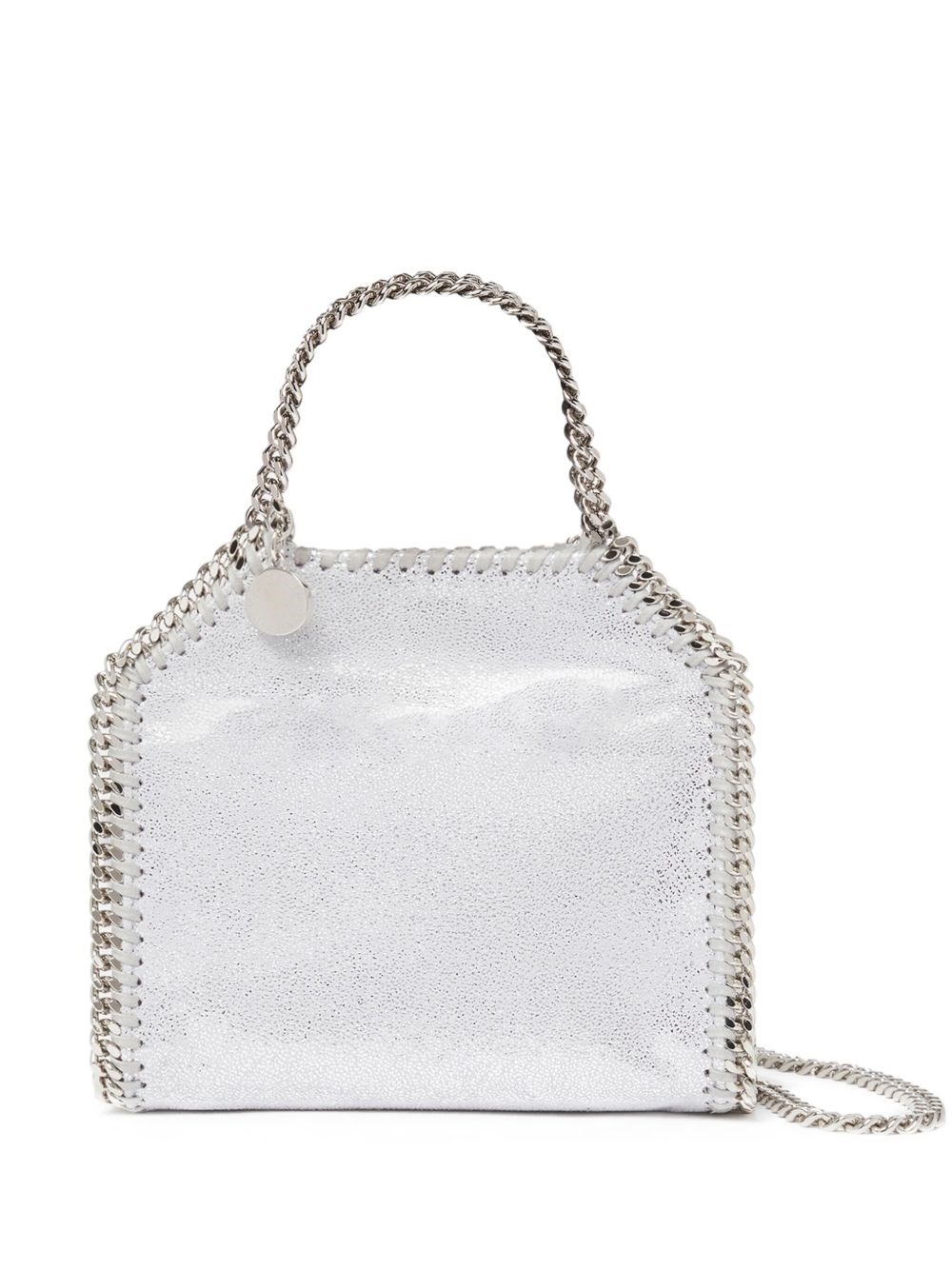Stella Mccartney Mini Falabella Metallic Faux Leather Tote In White