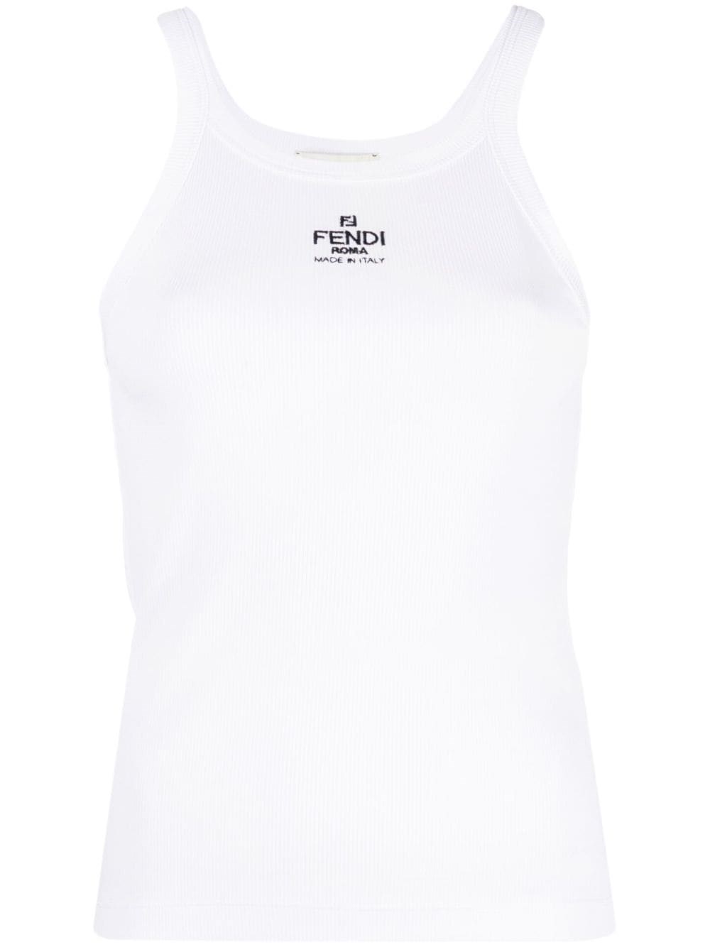 Fendi Logo Cotton Tank Top In White