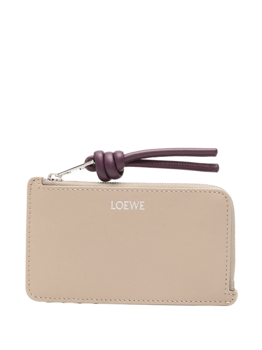 Loewe Knot Leather Zipped Card Case In Black