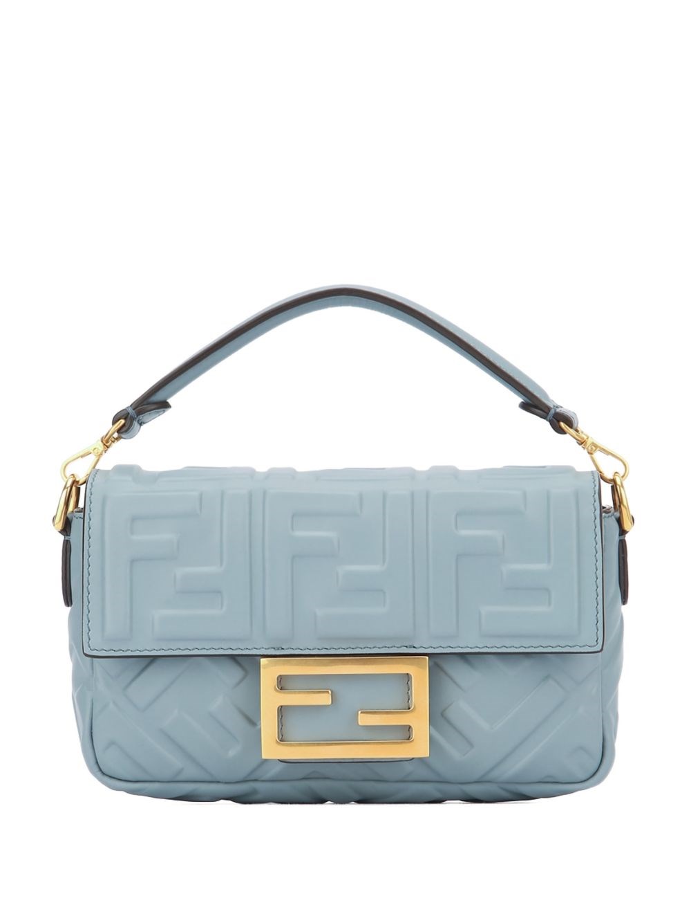 Fendi Baguette Mini Leather Handbag In Gray