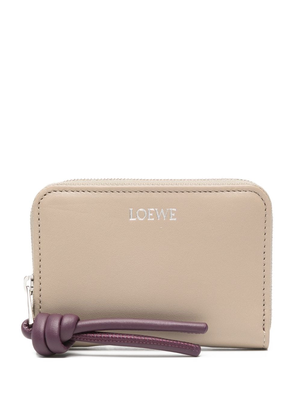 Loewe Knot Leather Coin Purse In Neutral