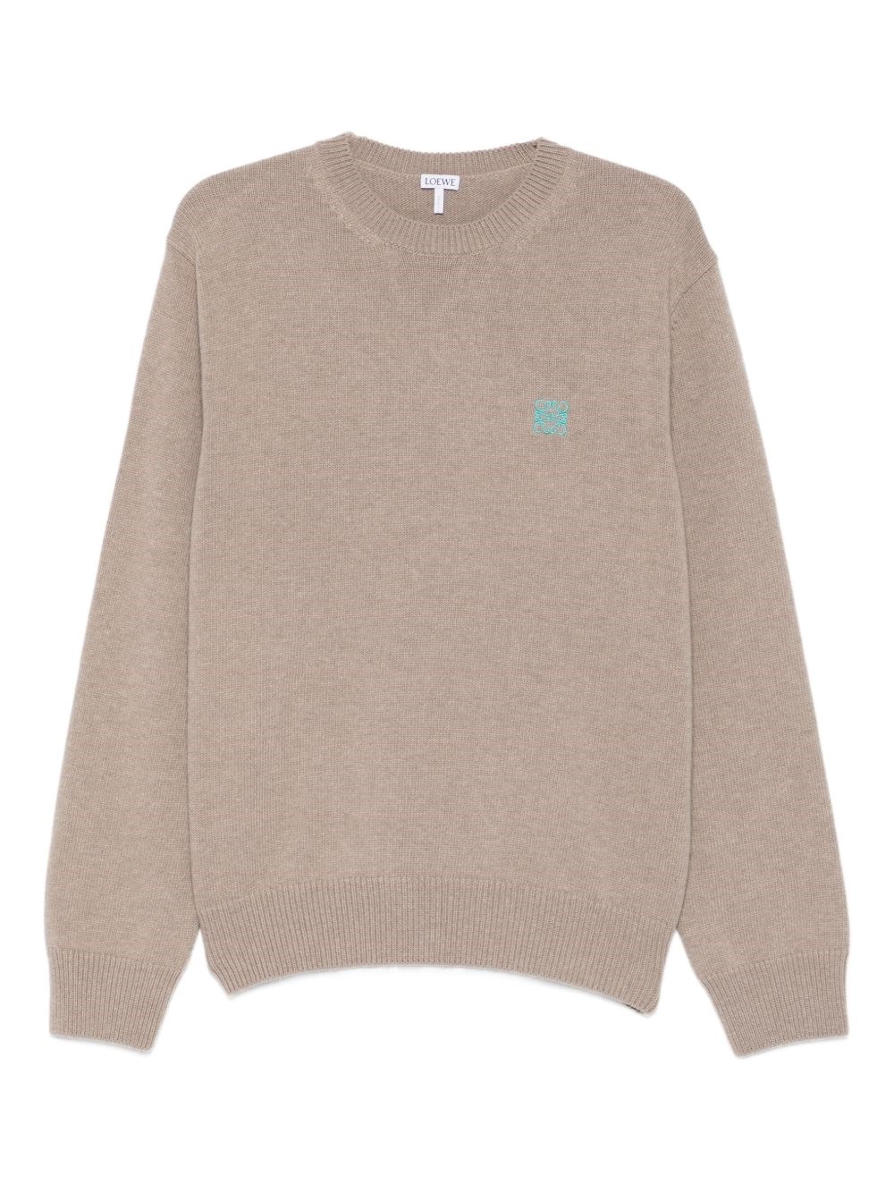 Loewe Logo-embroidered Crew-neck Sweater In Gray