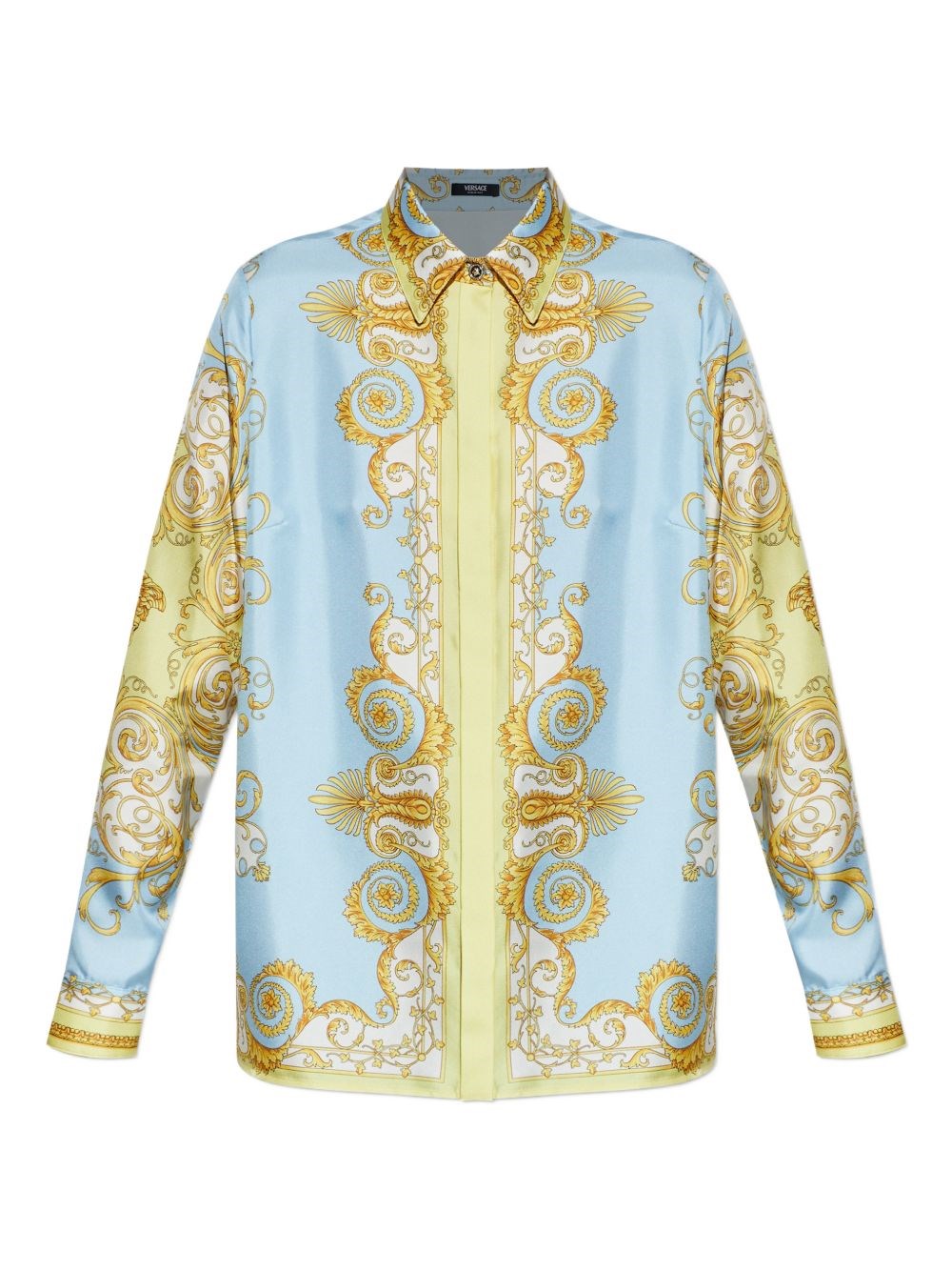 Versace Camicia In Seta Con Stampa Barocco