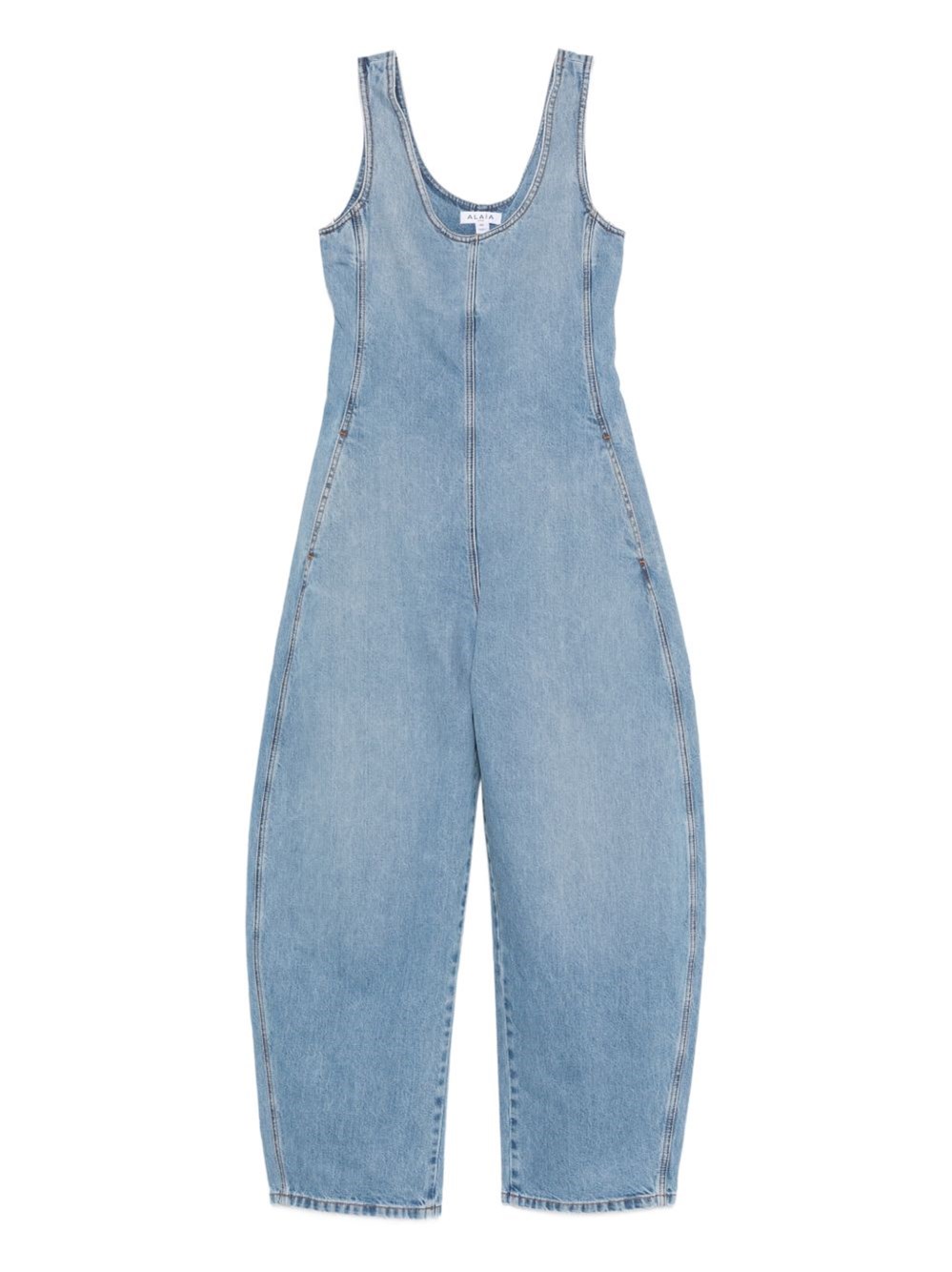 Alaïa Denim Round Jumpsuit In Blue