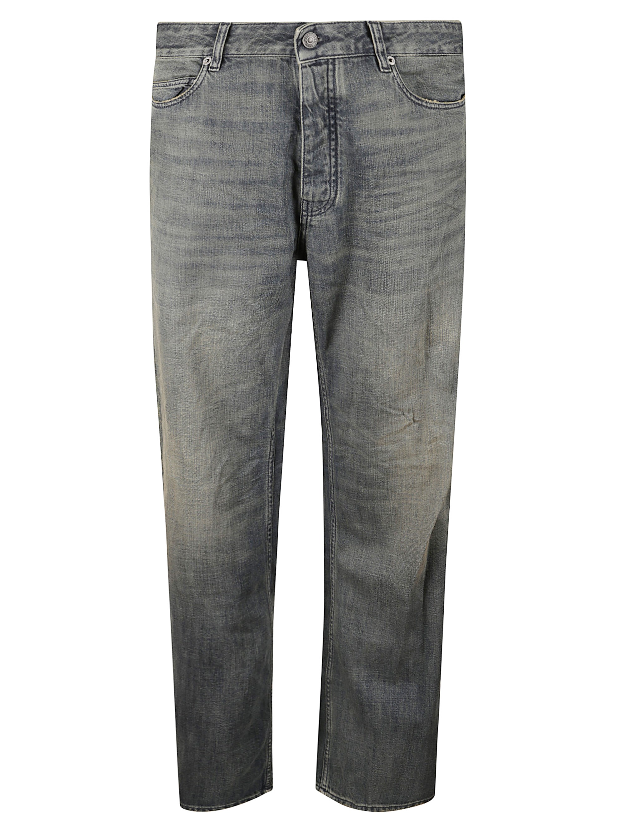Balenciaga Loose Washed Jeans In Blue/grey/yellow In Gray
