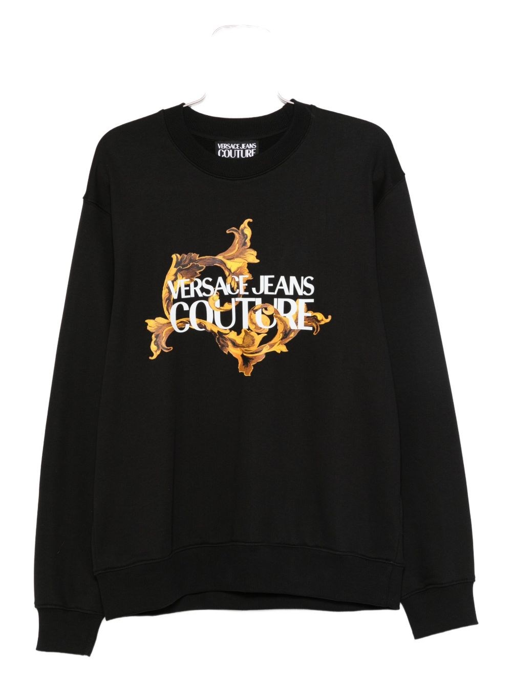 Versace Jeans Couture Baroque Graphic Print Crew Neck Sweatshirt In Black