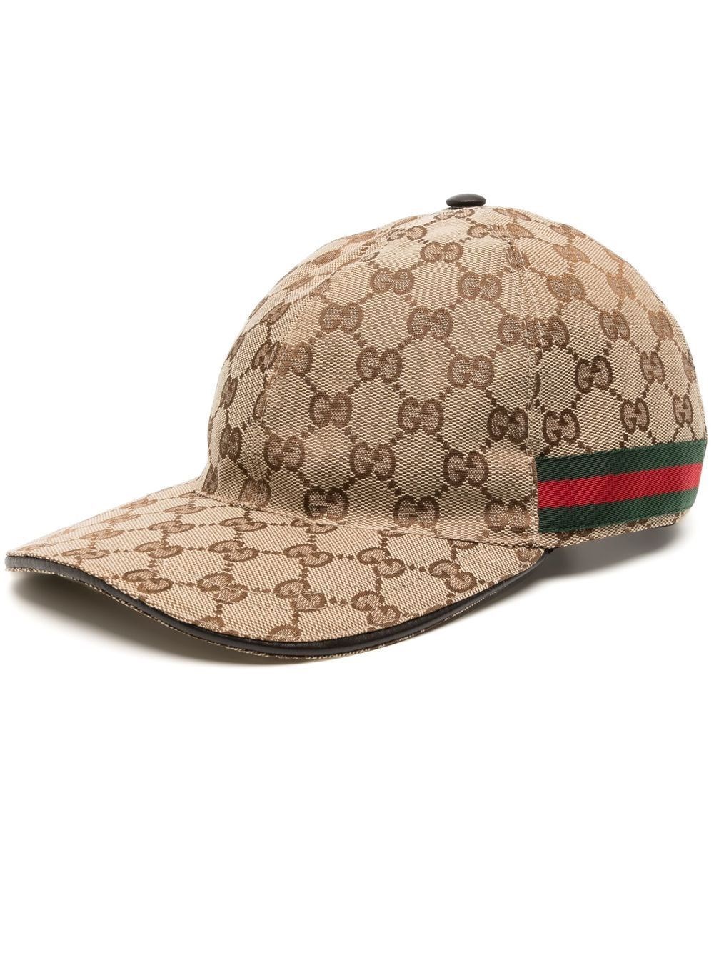 Gucci Men Beige Baseball Cap With Web Detail On The Side In Gg Canvas Man In Brown