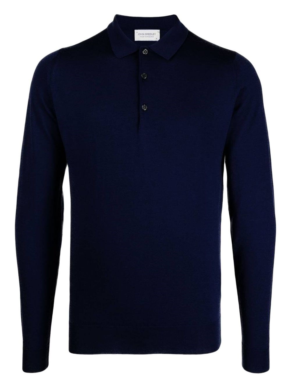 John Smedley Long Sleeve Polo Featuring Ribbed Cuffs In Blue