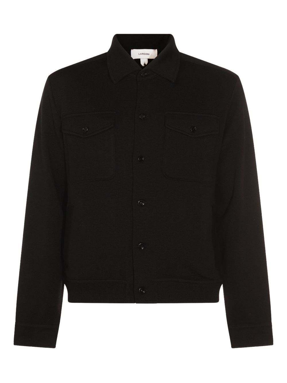 Lardini Textured Wool Knit Jacket With Button Fastening And Flap Pockets In Black