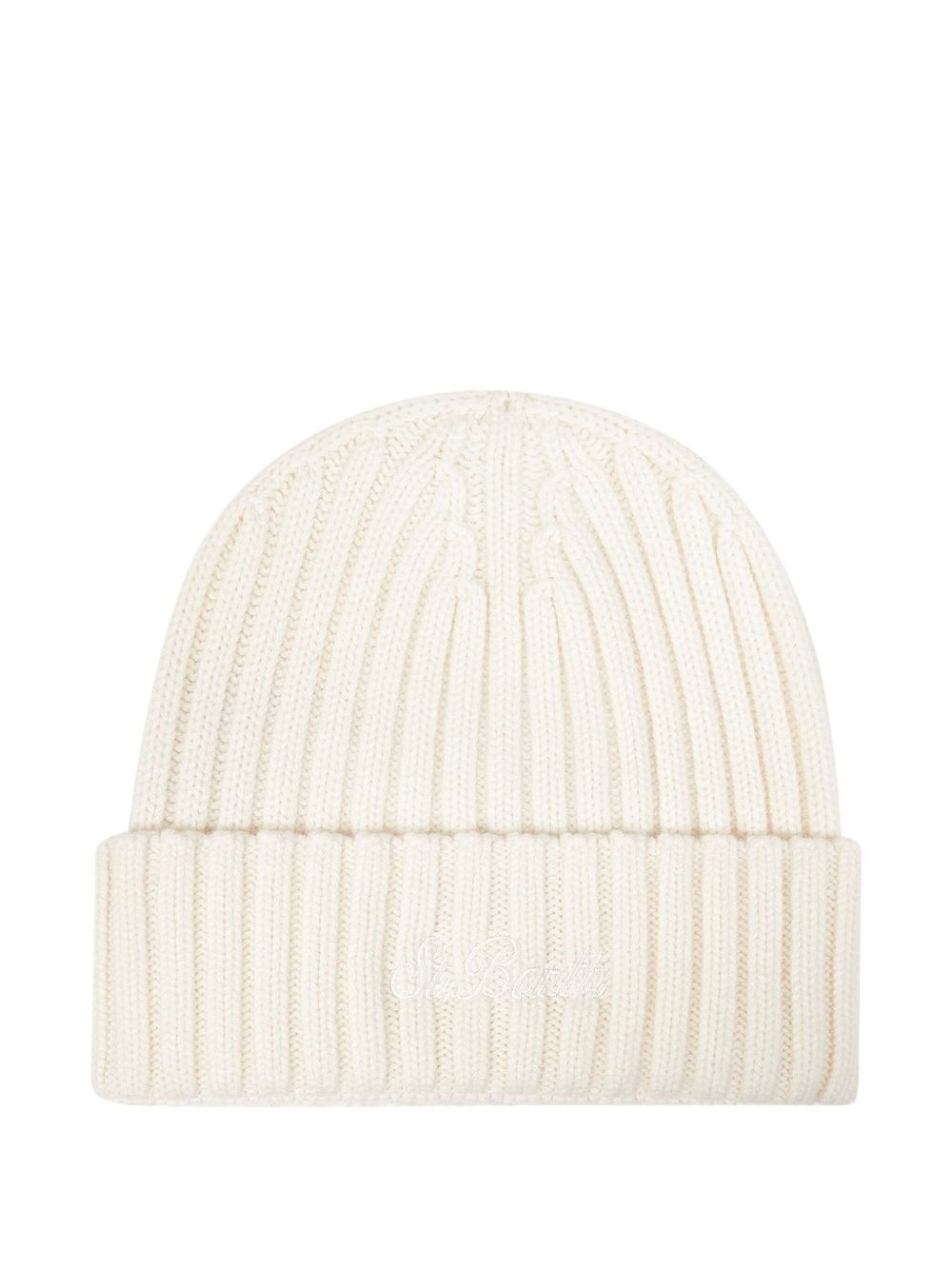 Mc2 Saint Barth Off-white Ribbed Wool Wengen Beanie In White