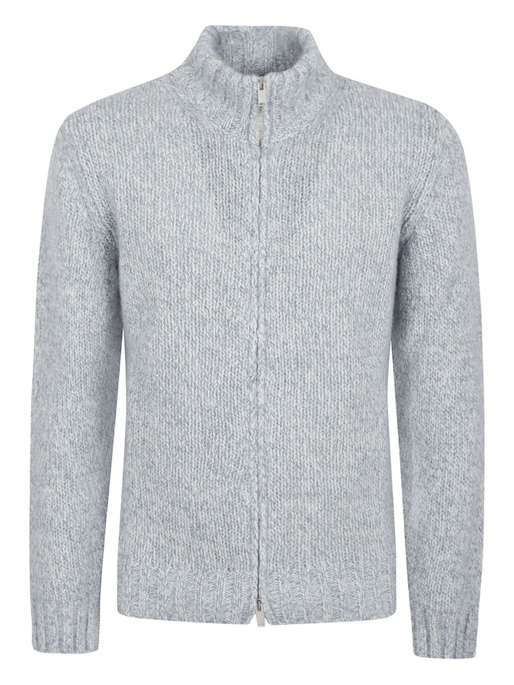 Lardini Knitted Zip-up Sweater With High Collar In White
