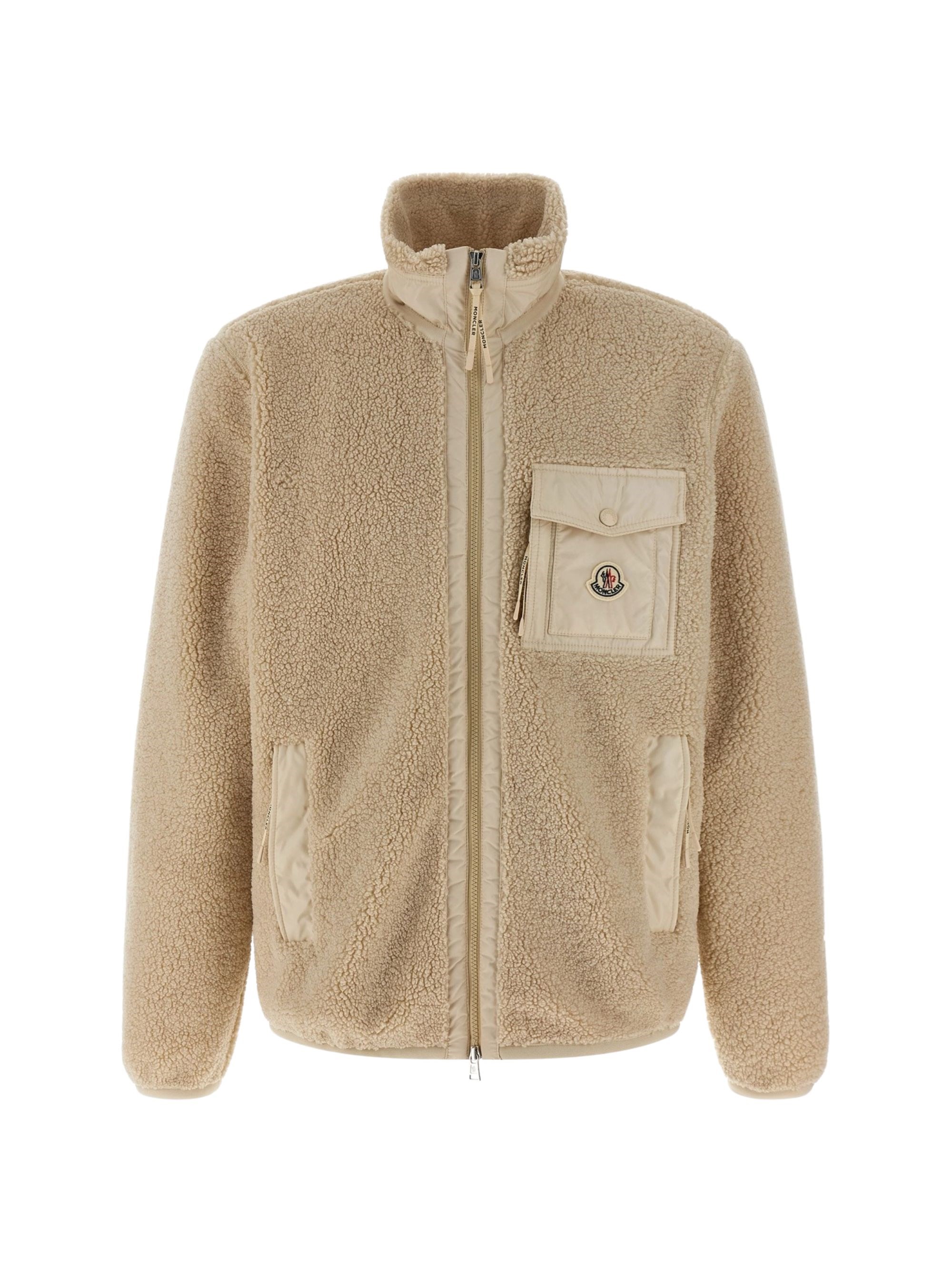 Moncler Beige Teddy Sweatshirt In Neutral