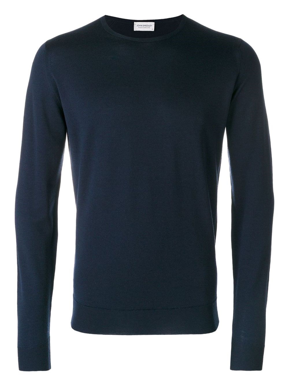 John Smedley Long Sleeve Ribbed Crew Neck Sweater In Blue