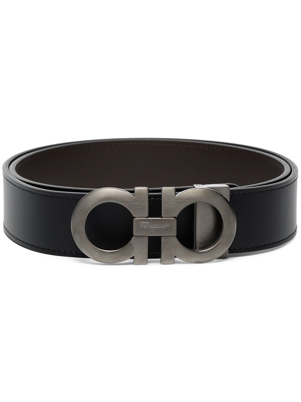 Ferragamo Men Reversible Gancini Belt In Black