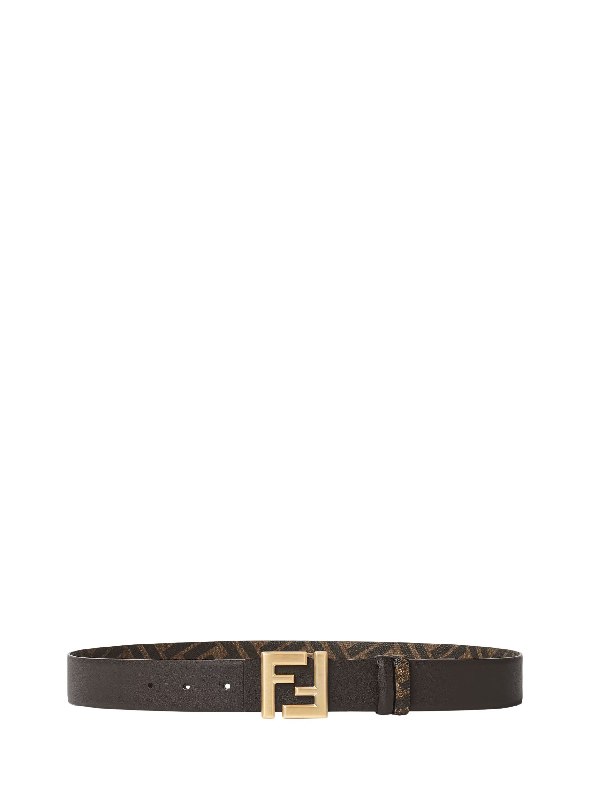Fendi Ff Square Reversible Leather Belt In Brown